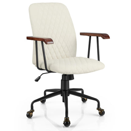 Dreamade Velvet Home Office Desk Chair, Adjustable Swivel Task Chair, Vintage Mid-Back Leisure Chair