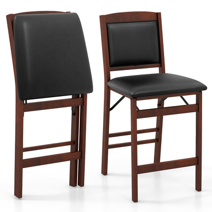 Dreamade Folding Counter Height Bar Stools Set of 2/4, 24.5" Farmhouse Barstools w/Padded Back & Seat