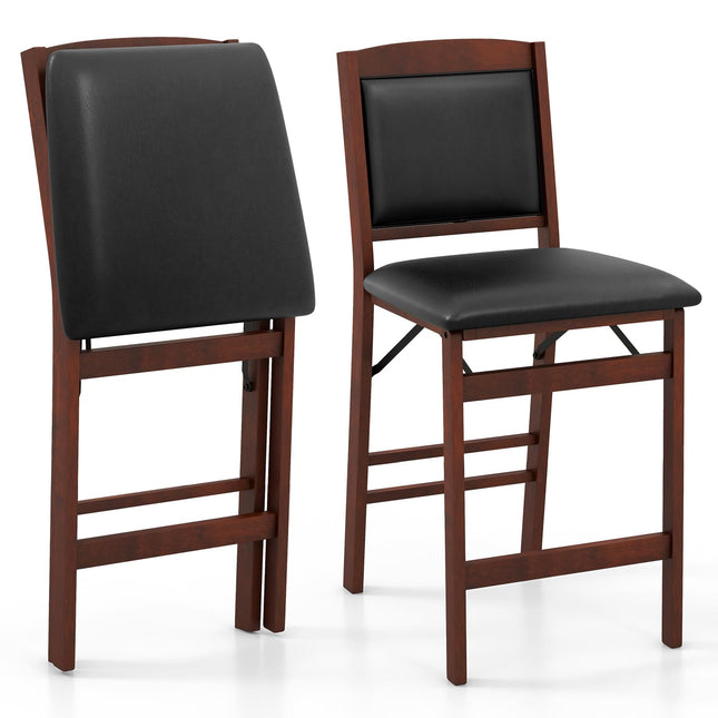 Dreamade Folding Counter Height Bar Stools Set of 2/4, 24.5" Farmhouse Barstools w/Padded Back & Seat
