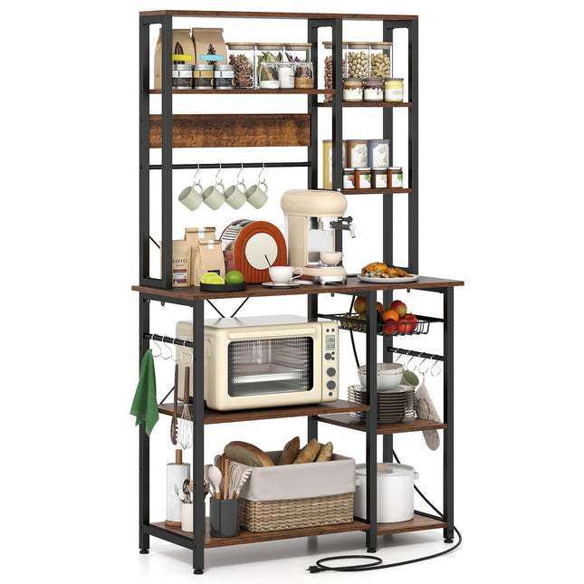Dreamade 6-Tier Large Bakers Rack with Power Outlet