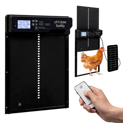 Dreamade Aluminum Auto Chicken Coop Door Solar Powered with Light Sensor & Timer