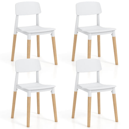 Dreamade Wooden Dining Chairs Set of 4, Modern Dining Side Chairs Set w/Ergonomic Backrest, Wide Seat & Sturdy Wooden Legs