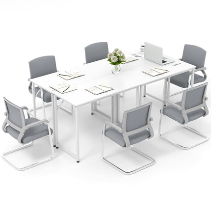 Dreamade 6.5 FT Small Conference Table, 2 PCS 40" x 19.5" Rectangular Meeting Table with Heavy-Duty Metal Frame