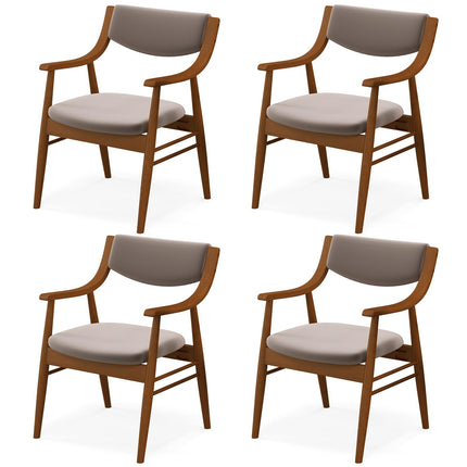Dreamade Wooden Dining Chairs Set of 2/4, PU Leather Upholstered Kitchen Chairs w/Padded Seat & Back