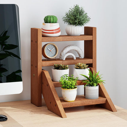 Dreamade Plant Stand for Desk 4-Tier Small Tabletop Ladder Shelf for Succulents