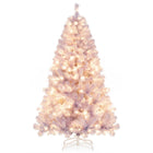 Dreamade 6FT / 7.5FT Pre-Lit Tinsel Christmas Tree with Warm White LED Lights