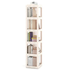 Dreamade 5-Tier Foldable Rotating Bookshelf w/Swivel Base | 360° Revolving Bookshelf Tower