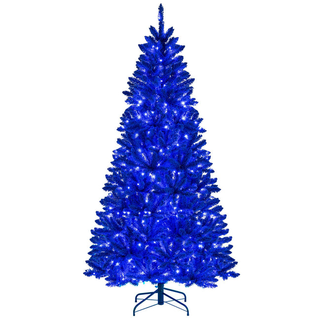 Dreamade 7 FT Pre-Lit Royal Blue Snow Flocked Christmas Tree with 340 LED Lights