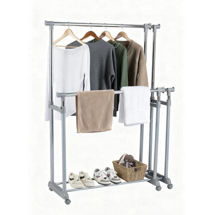 Dreamade Portable Garment Clothin Rack with Adjustable Height & Width for Laundry