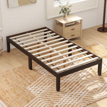 Dreamade 14 Inch Twin Wood Platform Bed Frame, Minimalist Twin Bed Frame with Wooden Slats Support & Rubber Wood Legs