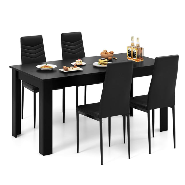 Dreamade Dining Table Set for 4 or 8, Modern Rectangular Kitchen Table Set w/ PVC Leather Dining Chairs