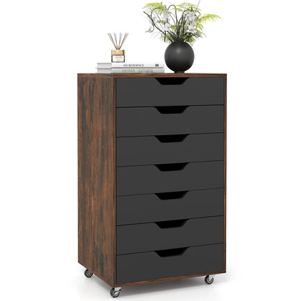 Dreamade 7-Drawer Chest Wooden Storage Dresser with Lockable Wheels