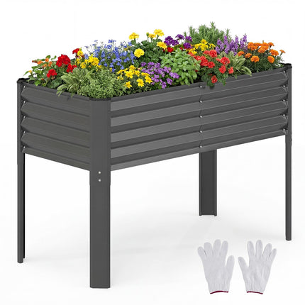 Dreamade Galvanized Raised Garden Bed with Legs Set 1/2 46"x24"x31" Metal Elevated Planter Box