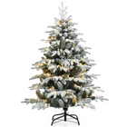 Dreamade 4.5ft / 6ft / 7ft Pre-lit Snow Flocked Christmas Tree, Premium Hinged Artificial Pine Tree w/ 120 LED Lights & 757 PE & PVC Branch Tips - DreamadeUS