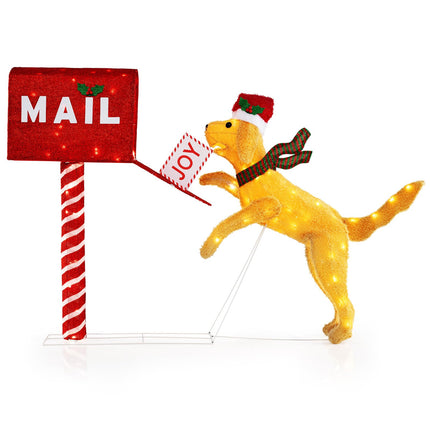 Dreamade 3.5 FT Lighted Dachshund Climbing Mailbox, Pre-Lit Christmas Holiday Decoration