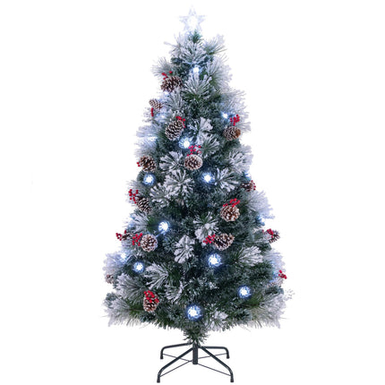 Dreamade Pre-lit Fiber Optic Christmas Tree, Artificial Snowy Xmas Tree with 49 Cool White LED Lights