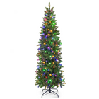 Dreamade 6ft / 7ft Pre-Lit Pencil Christmas Tree, Hinged Artificial Slim Tree with 648 PVC PE Branch Tips - DreamadeUS