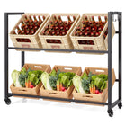 Dreamade 2-Tier Drink Crate Rack with 4 Universal Wheels