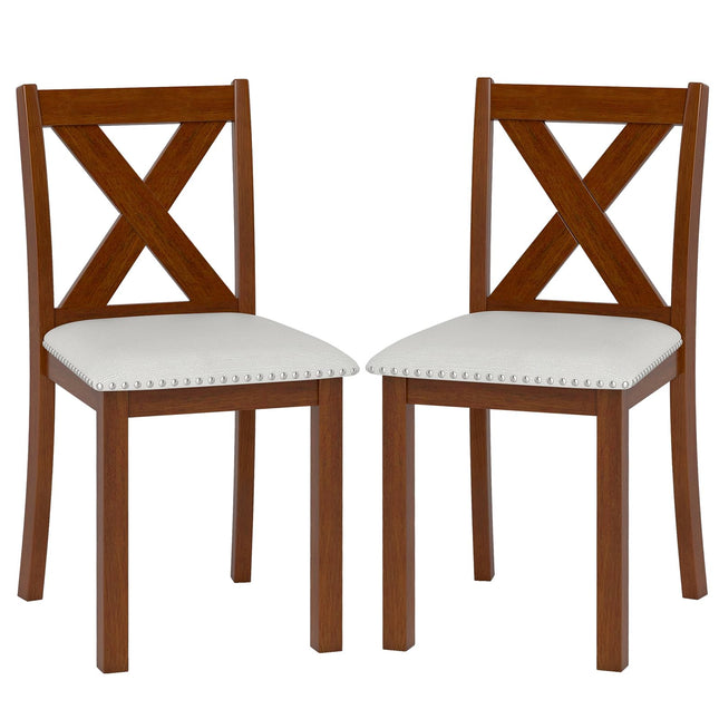Dreamade Wooden Dining Chair Set of 2/4 with Padded Seat and Curved Back