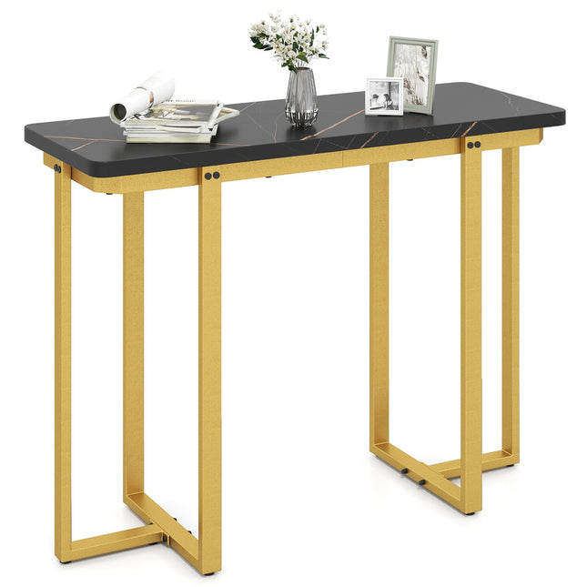 Dreamade Console Table 42" Modern Faux Marble Foyer Table with Geometric Metal Frame