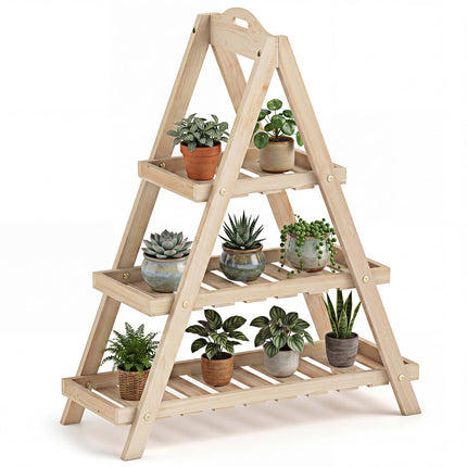 Dreamade 3-Tier Plant Stand Indoor | 28.5" Wood Flower Pot Plant Display Shelf