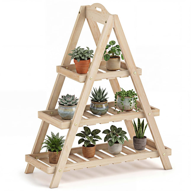 Dreamade 3-Tier Plant Stand Indoor | 28.5" Wood Flower Pot Plant Display Shelf