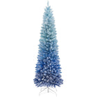Dreamade 6 FT Blue Gradient Snow Flocked Christmas Tree, Artificial Unlit Hinged Xmas Full Tree with 435 Lush Branch Tips