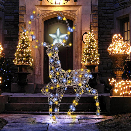 Dreamade 4.6 FT Pre-Lit Christmas Reindeer, 3D Buck Decoration with 300 Bright LED Lights