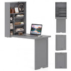 Dreamade Wall Mounted Desk | Foldable Convertible Computer Desk with Storage Shelves