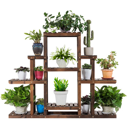 Dreamade Flower Rack Wood Plant Stand Wood Shelves Bonsai Display Shelf