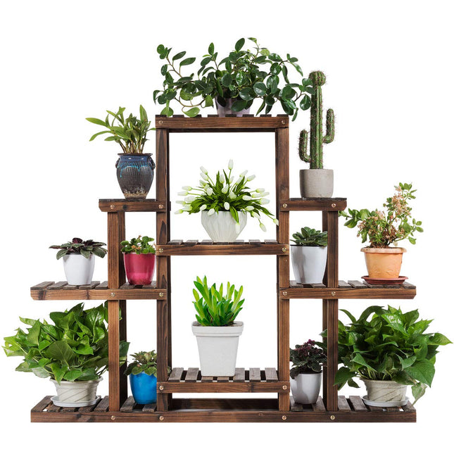 Dreamade Flower Rack Wood Plant Stand Wood Shelves Bonsai Display Shelf