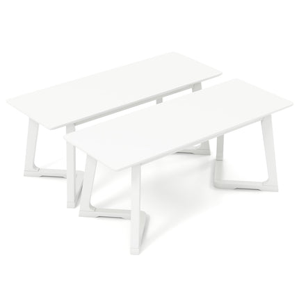 Dreamade Set of 1/2 Entryway Bench, 42” Long Dining Bench with Rubber Wood Triangular Legs