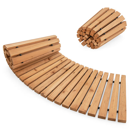 Dreamade Garden Pathway Roll Up - 7ft Curved Wood Walkway 17 inch Width