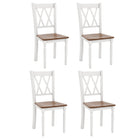 Dreamade Dining Room Chairs Set of 4 White - Wooden Farmhouse Kitchen Chairs with Rubber Wood Seat