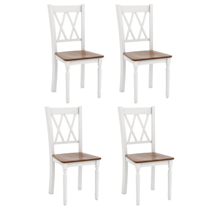 Dreamade Dining Room Chairs Set of 4 White - Wooden Farmhouse Kitchen Chairs with Rubber Wood Seat