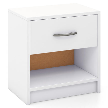 Dreamade Night Stand Set of 1/2 with Drawer, Wood End Table with Open Storage Shelf for Bedroom