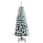 Dreamade Snow Flocked Pencil Christmas Tree, Hinged Artificial Slim Xmas Tree - DreamadeUS
