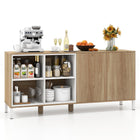 Dreamade 63” Buffet Cabinet with Storage, Farmhouse Kitchen Sideboard w/ 4 Cubes, Adjustable Shelves & Pop-up Doors