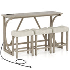 Dreamade Small Dining Table Set - 4-Piece Bar Table and Chairs Set with Power Outlet
