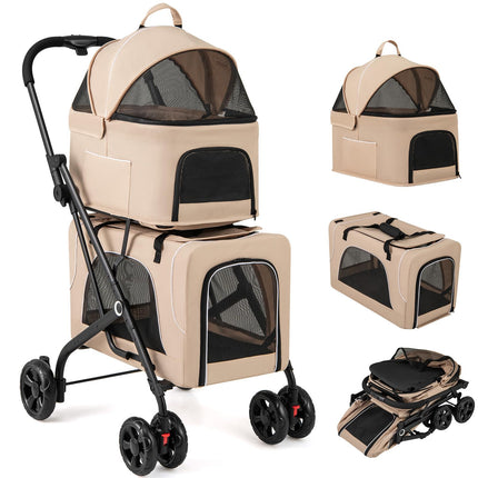 Dreamade Double Dog Stroller - Pet Stroller for 2 Dogs