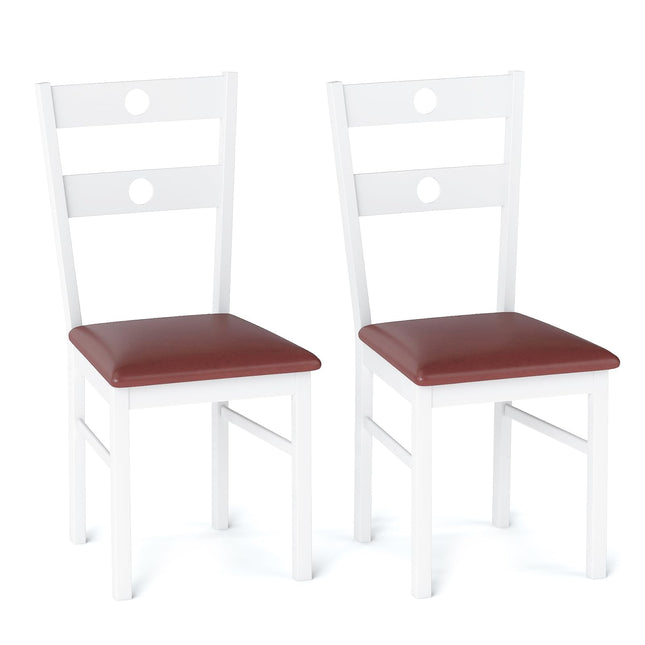 Dreamade PU Leather Upholstered Kitchen Chairs w/Hollowed Backrest & Padded Seat
