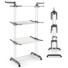 Dreamade Foldable Clothes Drying Rack, Oversized 4-Tier Collapsible Laundry Rack w/ 3 Retractable Trays