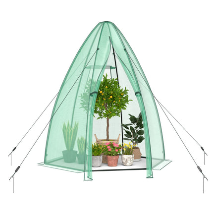 Dreamade Portable Walk-in Greenhouse - 5.5’x5.5’x6’ PE Cover, Roll-up Zippered Door, Window