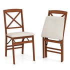 Dreamade Folding Dining Chairs Set of 2/4, Modern Kitchen Chairs w/Padded Seat & Cross Backrest