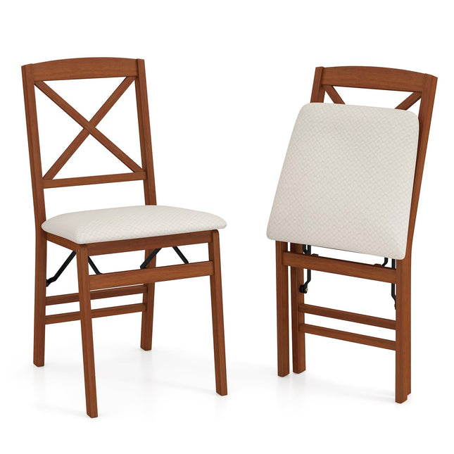 Dreamade Folding Dining Chairs Set of 2/4, Modern Kitchen Chairs w/Padded Seat & Cross Backrest