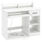 Dreamade White Desk with Drawers Modern Home Office Desk
