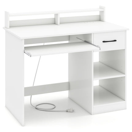 Dreamade White Desk with Drawers Modern Home Office Desk