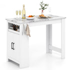 Dreamade Bar Table, 47” Counter Height Dining Table with 7 Hanging Hooks, Compartment, Cabinet & Adjustable Shelf