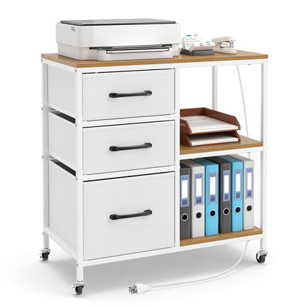 Dreamade 3 Drawer Mobile File Cabinet with Charging Station