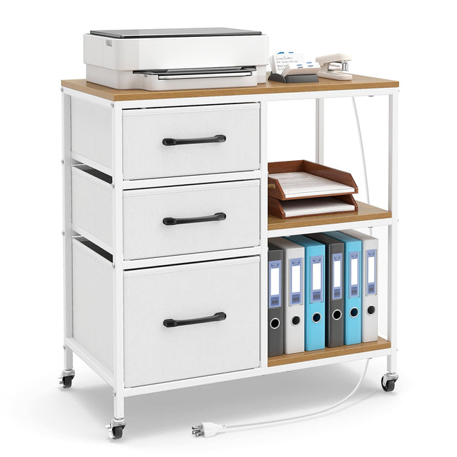 Dreamade 3 Drawer Mobile File Cabinet with Charging Station